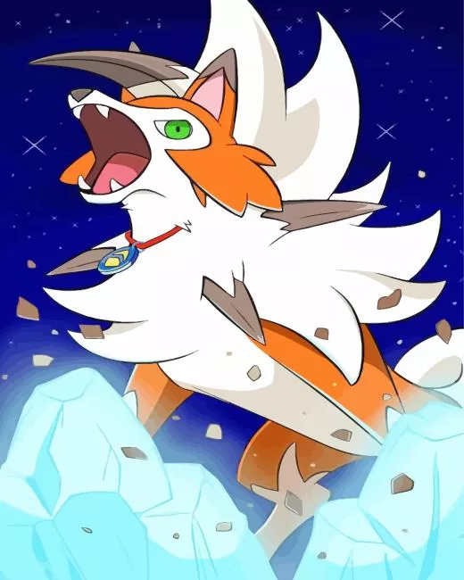 Lycanroc Wolf Diamond By Numbers Lycanroc Wolf Diamond Painting