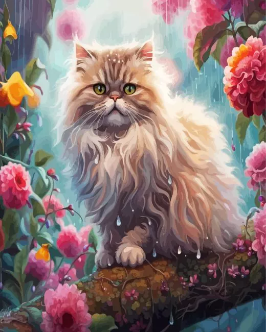 Persian cat and flowers Diamond Paints Persian Cat And Flowers Diamond Painting