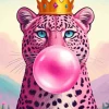 Pink Leopard Blowing Bubble Gum Diamond Painting