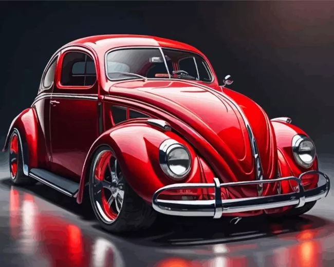 Red bug car Diamond By Numbers Red Bug Car Diamond Painting