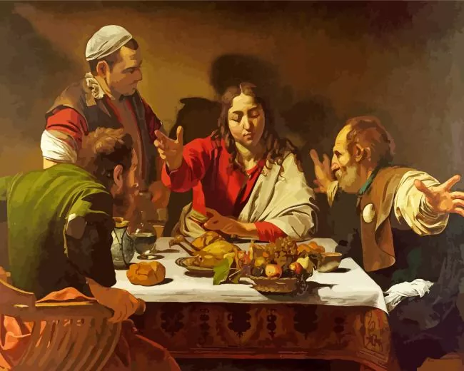 Supper at Emmaus by caravaggio Diamond With Numbers Supper at Emmaus by Caravaggio Diamond Painting