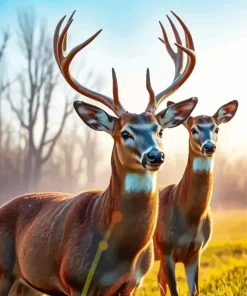 Wild Buck And Doe Diamond Painting