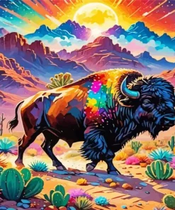 Wild Colorful Buffalo Diamond Painting