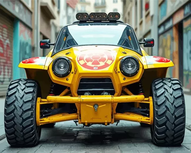 Yellow buggy Diamond With Numbers Yellow Buggy Diamond Painting
