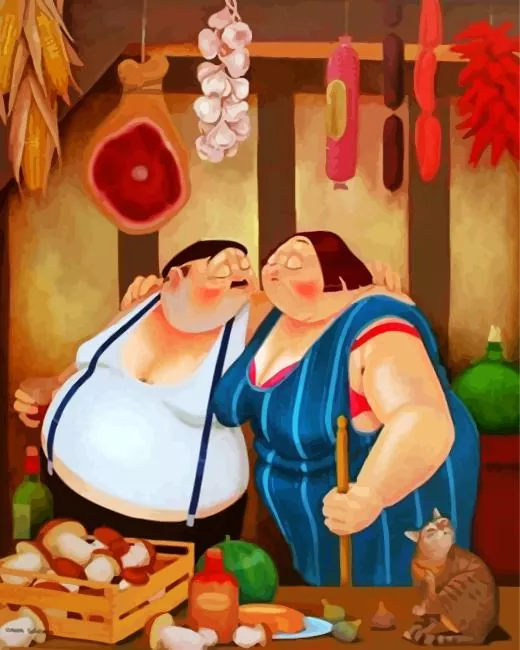 aesthetic fat couple art Diamond By Numbers Aesthetic Fat Couple Art Diamond Painting