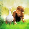 Baby Boy With Goose Art Diamond Painting