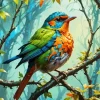 Bird On Branch Diamond Painting