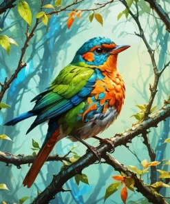 Bird On Branch Diamond Painting