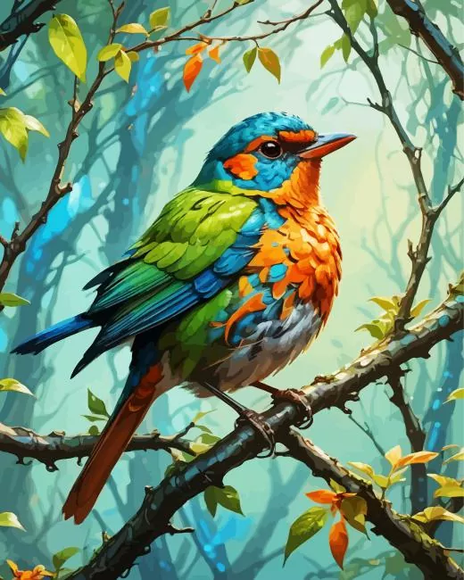 bird on branch Diamond By Numbers Bird On Branch Diamond Painting