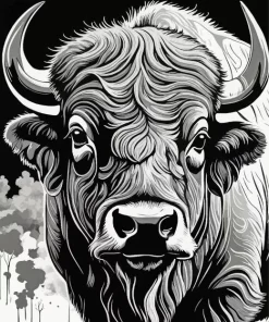 Black And White Buffalo Diamond Painting