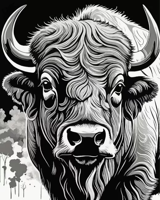 black and white buffalo Diamond By Numbers Black And White Buffalo Diamond Painting