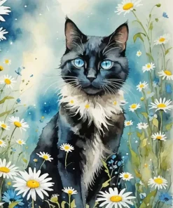 Black Cat Blue Eyes Art Diamond Painting