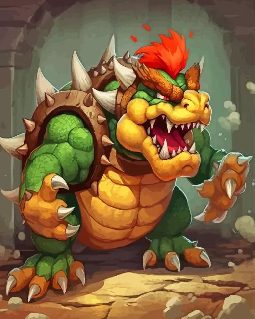 bowser mario Diamond With Numbers Bowser Mario Diamond Painting