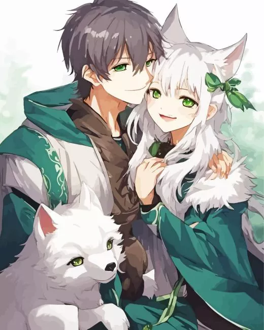 boy and girl wolf Diamond By Numbers Boy And Girl Wolf Diamond Painting