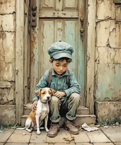 Boy And His Dog Diamond Painting