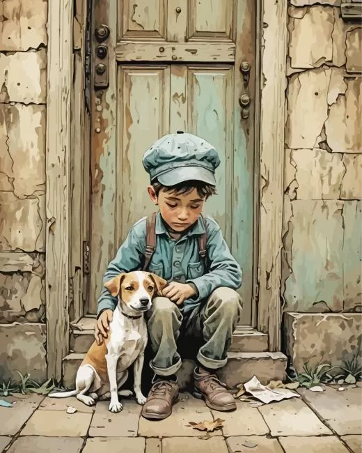 boy and his dog Diamond By Numbers Boy And His Dog Diamond Painting