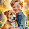 Boy Hugging Dog Diamond Painting