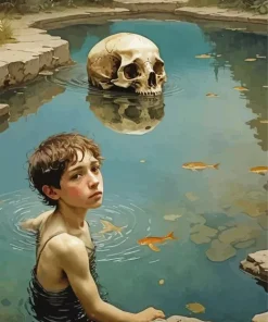 Boy With A Skull Diamond Painting