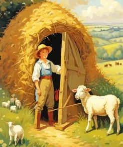 Boy With Sheep Diamond Painting