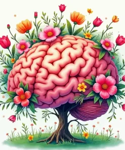 Brain With Flowers Diamond Painting