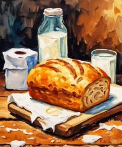 Bread And Milk Art Diamond Painting