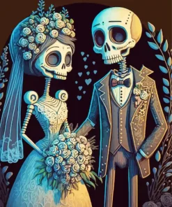 Bride And Groom Skulls Diamond Painting