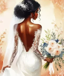 Bride Holding Flowers Diamond Painting