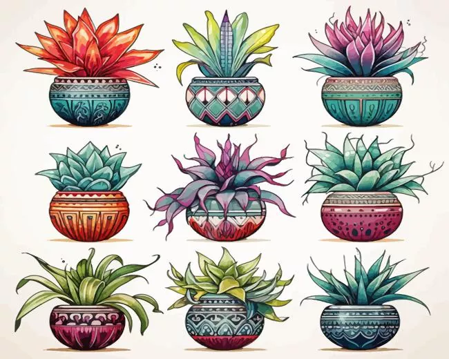 bromeliad pots Diamond Painst Bromeliad Pots Diamond Painting