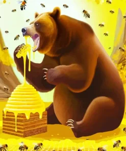 Brown Bear Eating Honey Diamond Painting