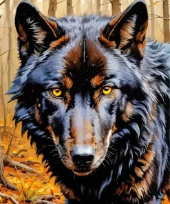 Brown Black Wolf Diamond Painting