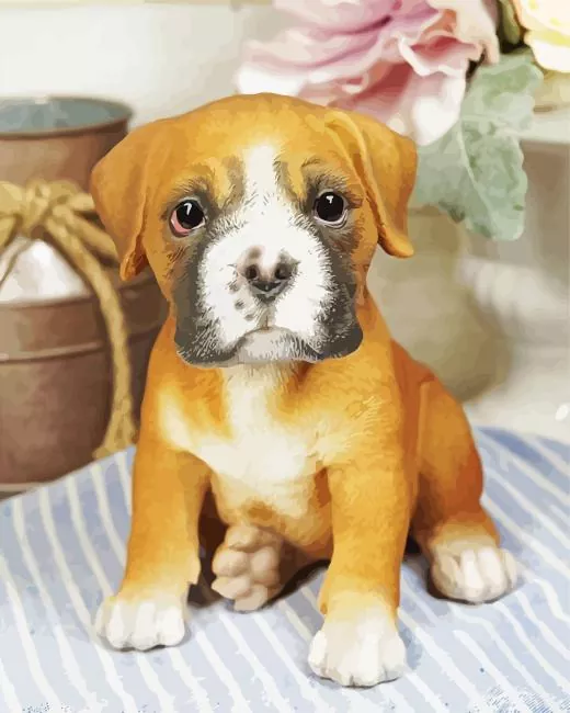 brown boxer puppy Diamond By Numbers Brown Boxer Puppy Diamond Painting
