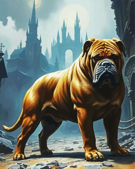 brown bull mastiff Diamond By Numbers Brown Bull Mastiff Diamond Painting
