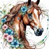 Brown Flower Horse Art Diamond Painting