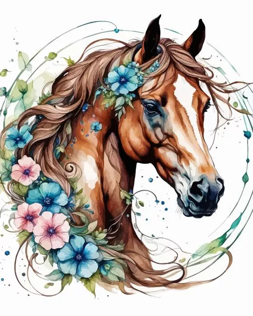 brown flower horse art Diamond Painst Brown Flower Horse Art Diamond Painting