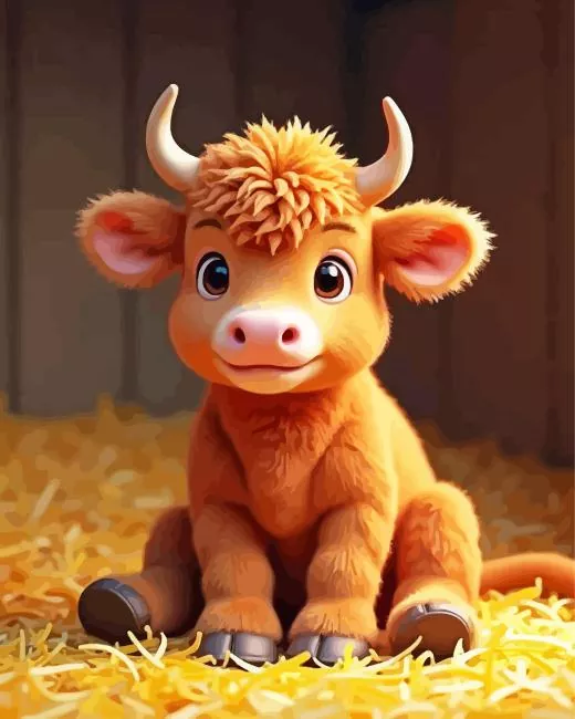 brown highland calf Diamond By Numbers Brown Highland Calf Diamond Painting