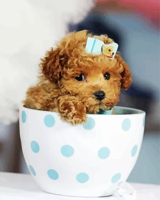 brown poodle in teacup Diamond Paintings Brown Poodle In Teacup Diamond Painting