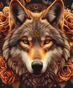 Brown Wolf Head Art Diamond Painting