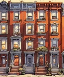 Brownstone Houses Diamond Painting