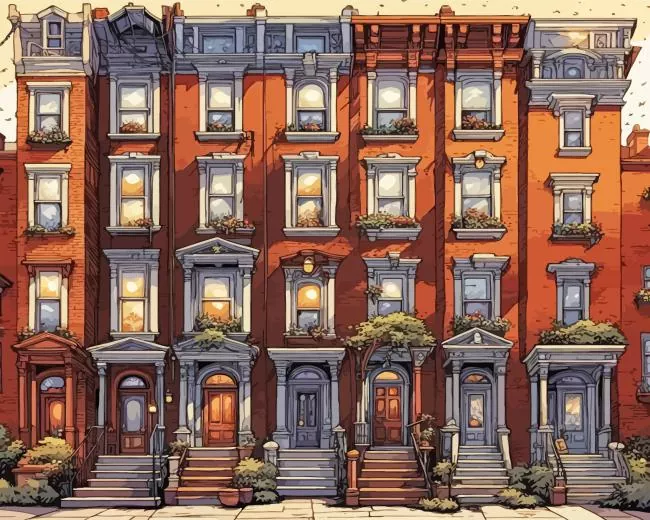 brownstone houses Diamond Paintings Brownstone Houses Diamond Painting