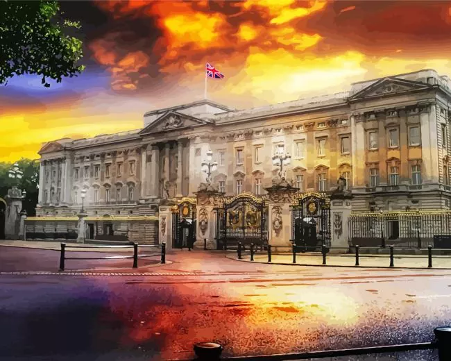 buckingham palace at sunset Diamond By Numbers Buckingham Palace At Sunset Diamond Painting