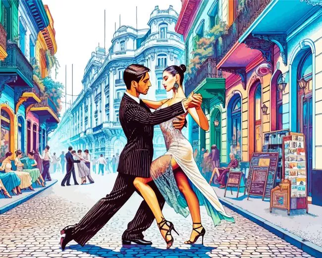 buenos aires tango Diamond With Numbers Buenos Aires Tango Diamond Painting