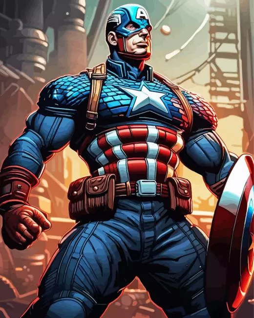 buff captain america Diamond With Numbers Buff Captain America Diamond Painting