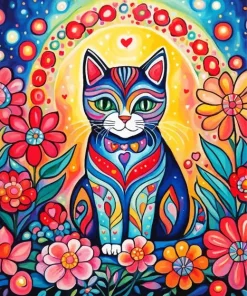 Colorful Cat Folkart Diamond Painting
