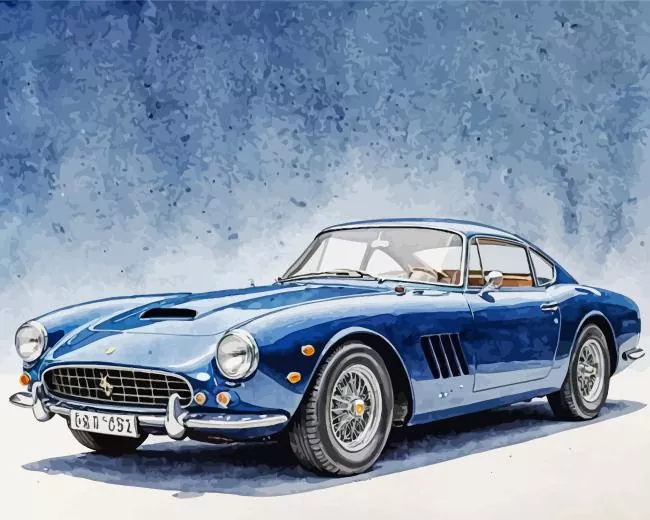 cool blue ferrari art Diamond By Numbers Cool Blue Ferrari Art Diamond Painting