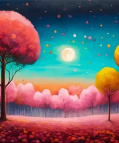 Cool Pink Forest Art Diamond Painting