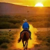 Cowboy Riding Into Sunset Diamond Painting