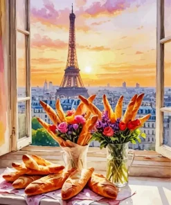 Eiffel Tower Sunset Art Diamond Painting