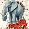 Elephant Breaking Through Wall Art Diamond Painting