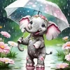 Elephant Holding Flowers Diamond Painting