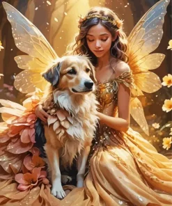 Fairy And Dog Diamond Painting
